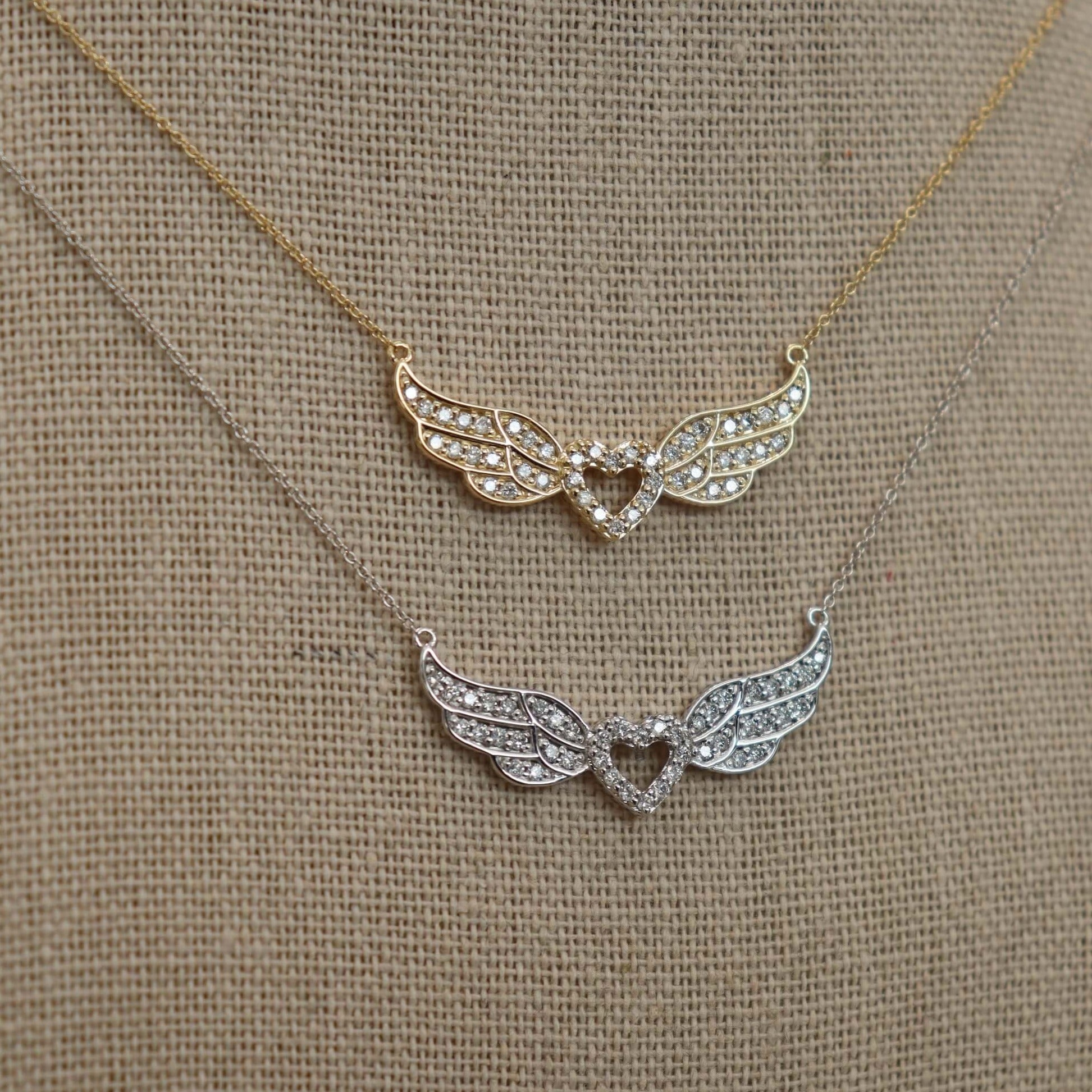 14K Angel Heart Diamond Necklace (Sample Sale) Necklaces IceLink-CAL   